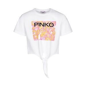 Pinko Kids White Tee with Pink and Yellow Graphic